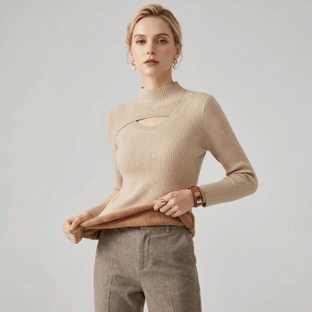 Suéter Feminino Peluciado Decote Assimétrico Forglows