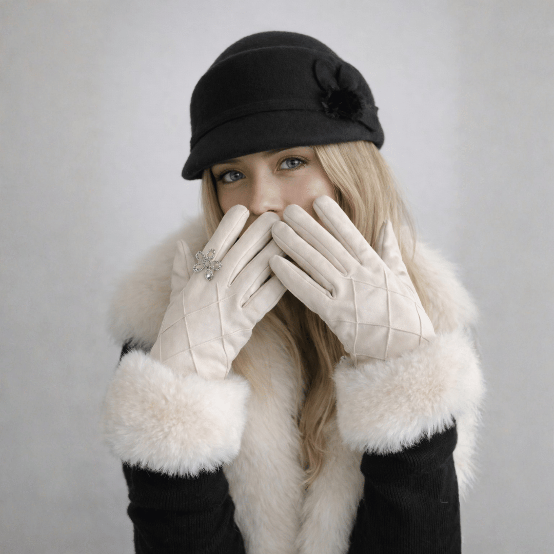 Luva Feminina de Veludo com Pelúcia Forglows