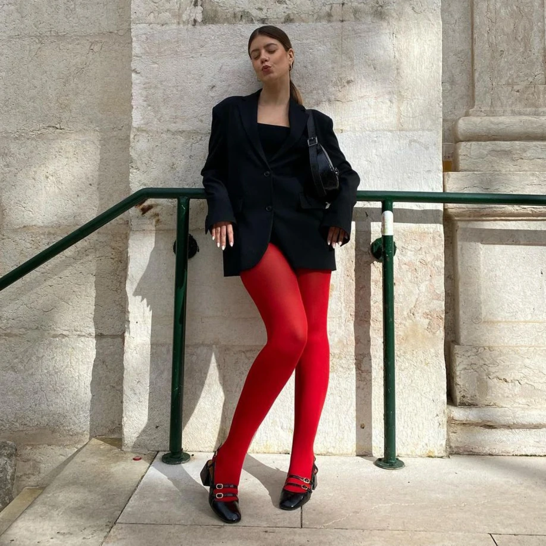 Meia-Calça Feminina Vermelha Forglows