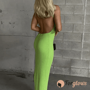 Vestido Feminino Longo Costas Nua Tricot Versales Forglows