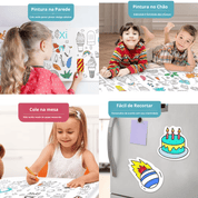 Rolo de 3 Metros de Papel para Colorir Infantil Forglows