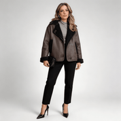 Casaco Feminino Couro Nobuck com Pelúcia Forglows