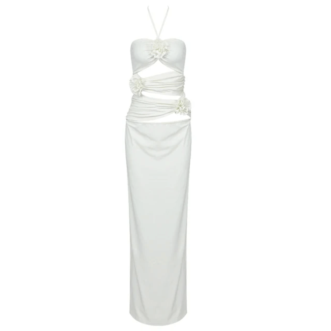 Vestido Feminino com Recortes e Flor Luciana Forglows