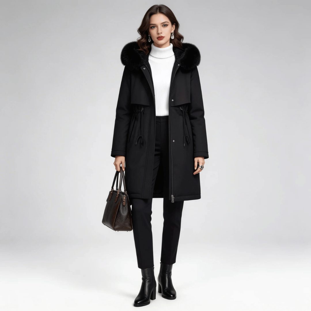 Trench Coat Feminino com Pelúcia e Capuz Forglows