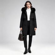 Trench Coat Feminino com Pelúcia e Capuz Forglows