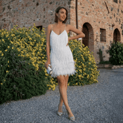 Vestido Feminino com Franja e Penas Eva Forglows