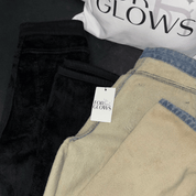 Calça Jeans Wide Leg Feminina Peluciada Forglows + Meia Térmica