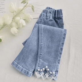 Calça Jeans Infantil Menina com Pérolas
