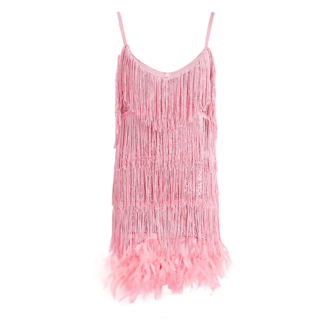 Vestido Feminino com Franja e Penas Eva Forglows