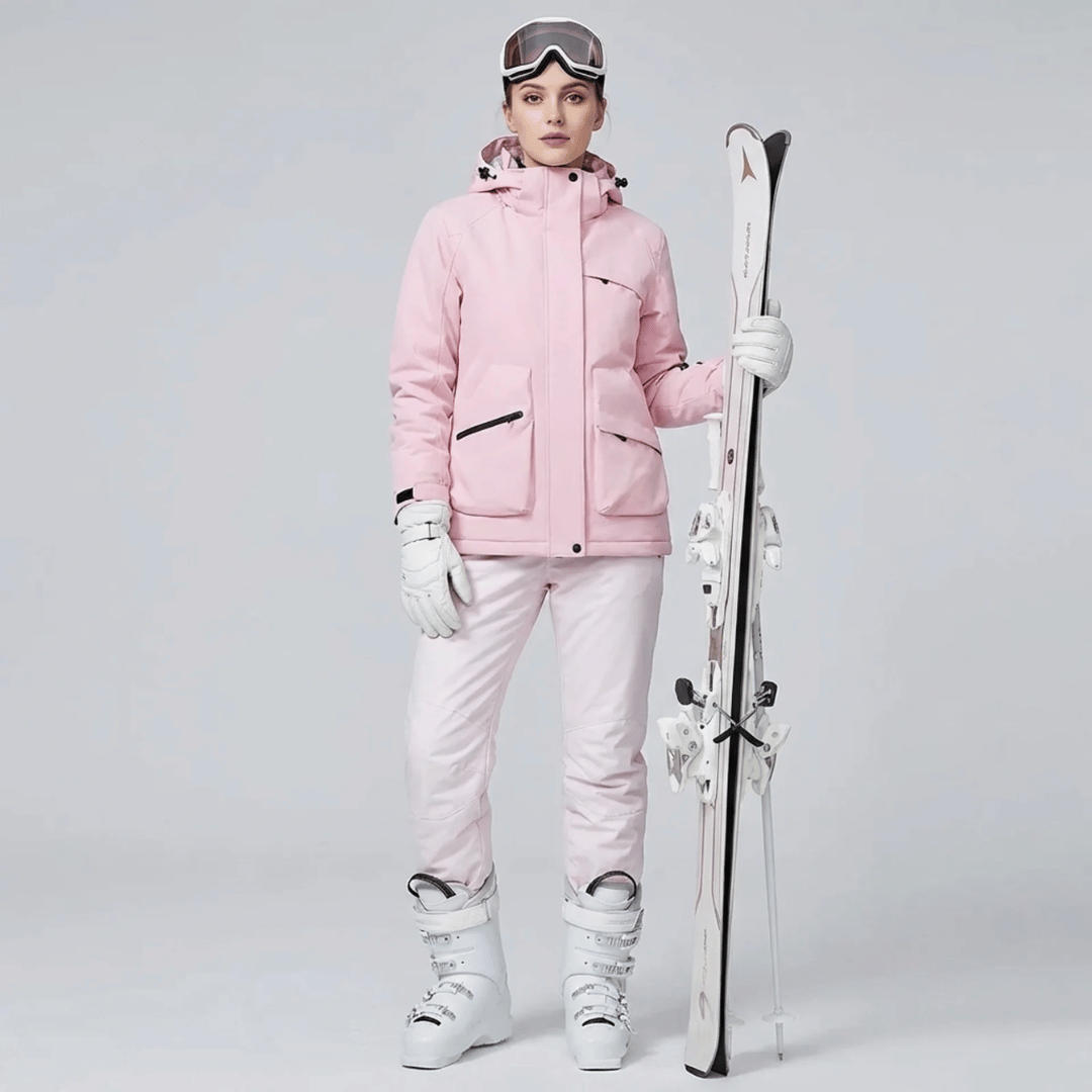Conjunto de Casaco e Calça com Suspensório Feminino para Neve Forglows