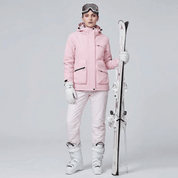 Conjunto de Casaco e Calça com Suspensório Feminino para Neve Forglows