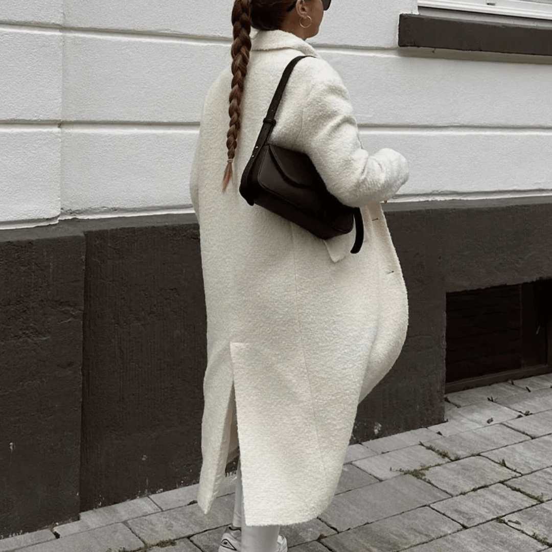 Sobretudo Feminino de Lã Branco Forglows