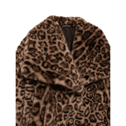 Casaco Feminino Curto de Pele Animal Print Forglows