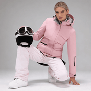 Conjunto de Casaco e Calça com Suspensório Feminino para Neve Forglows