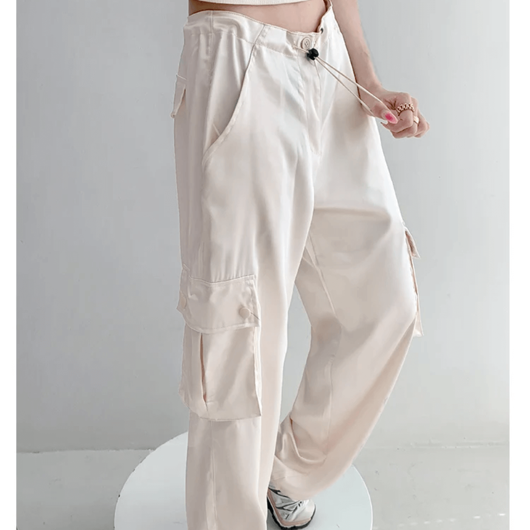 Calça Feminina Cargo Acetinada Forglows