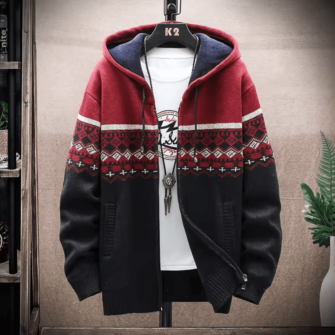Casaco Masculino de Fio Peluciado com Capuz Estampado Forglows