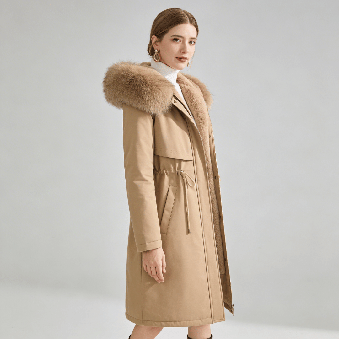 Trench Coat Feminino com Pelúcia e Capuz Forglows
