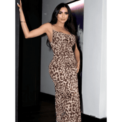 Vestido Feminino Longo Animal Print em Tule Forglows