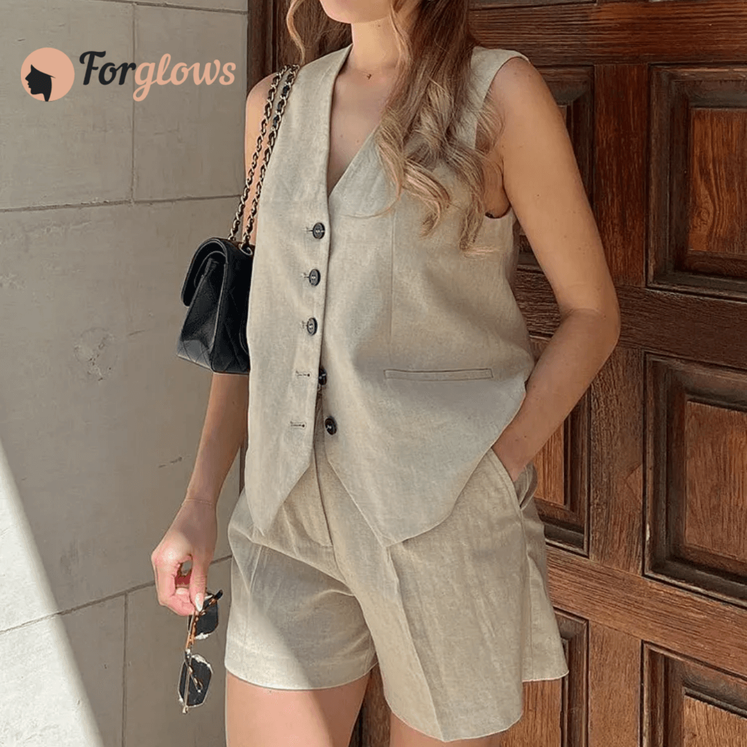 Conjunto Feminino Alfaiataria Short e Colete Tássia Forglows