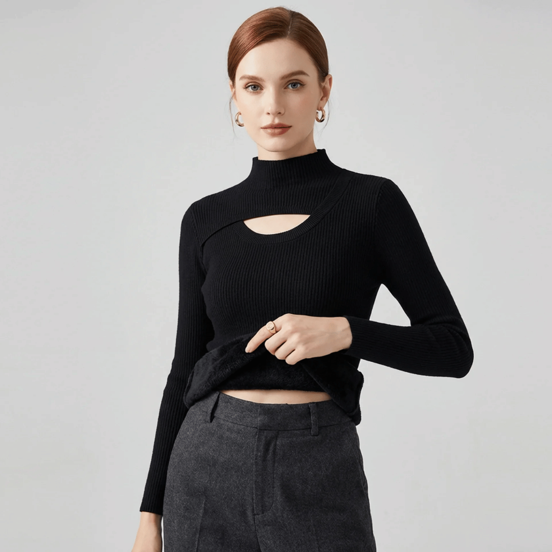 Suéter Feminino Peluciado Decote Assimétrico Forglows