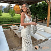 Vestido Feminino Longo de Crochê Búzios Forglows
