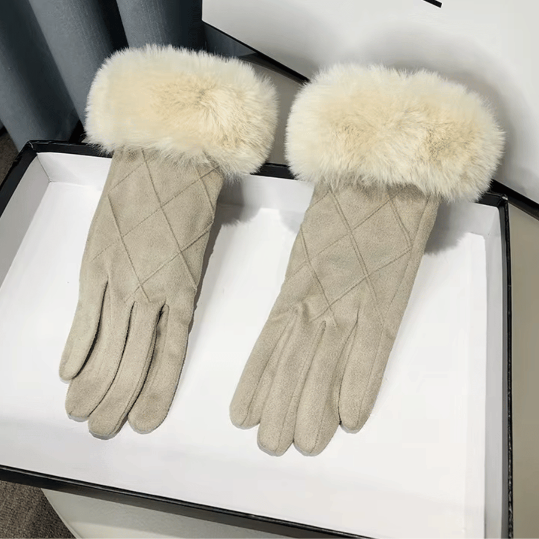 Luva Feminina de Veludo com Pelúcia Forglows