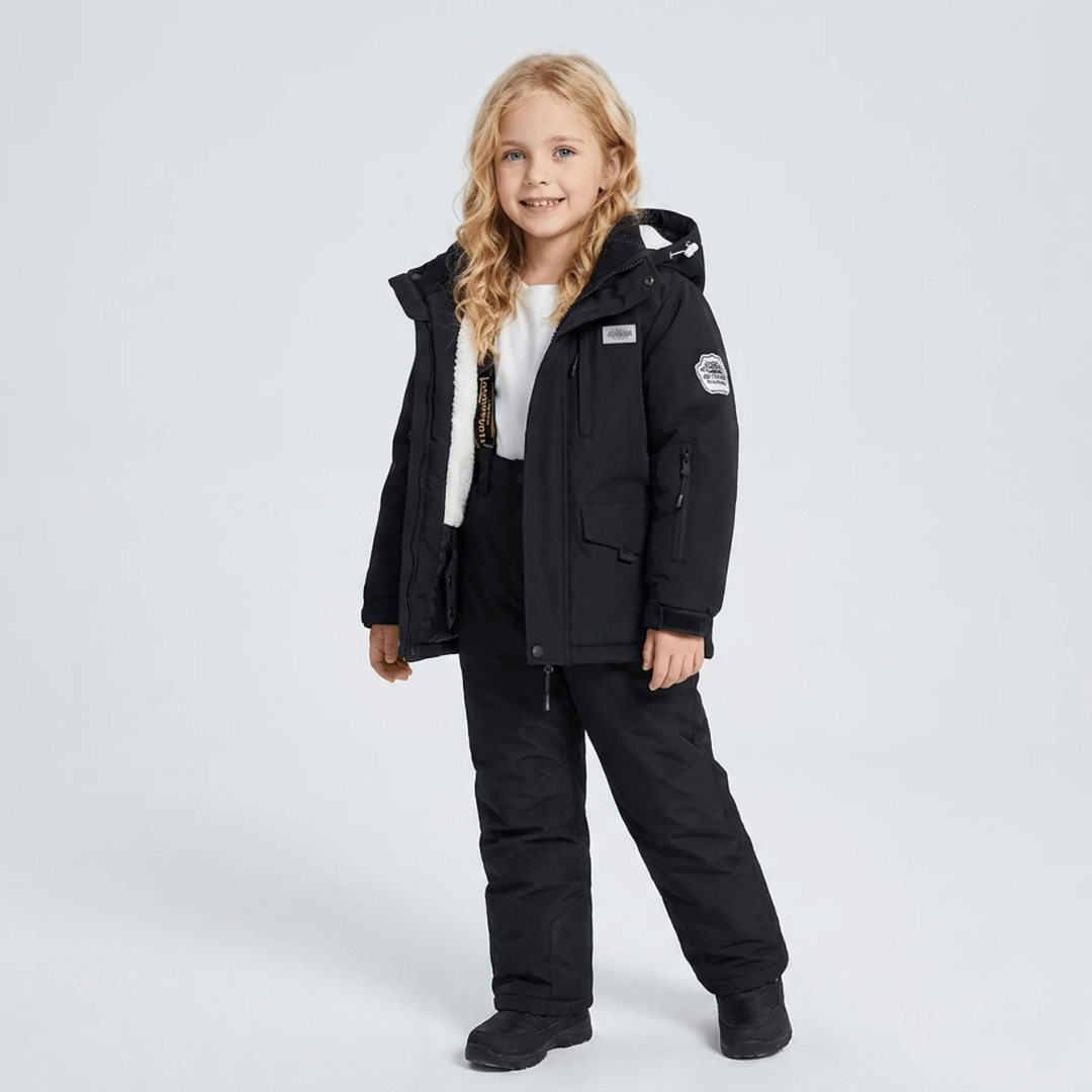 Conjunto de Casaco Forrado com Pelúcia e Calça Infantil para Neve Forglows