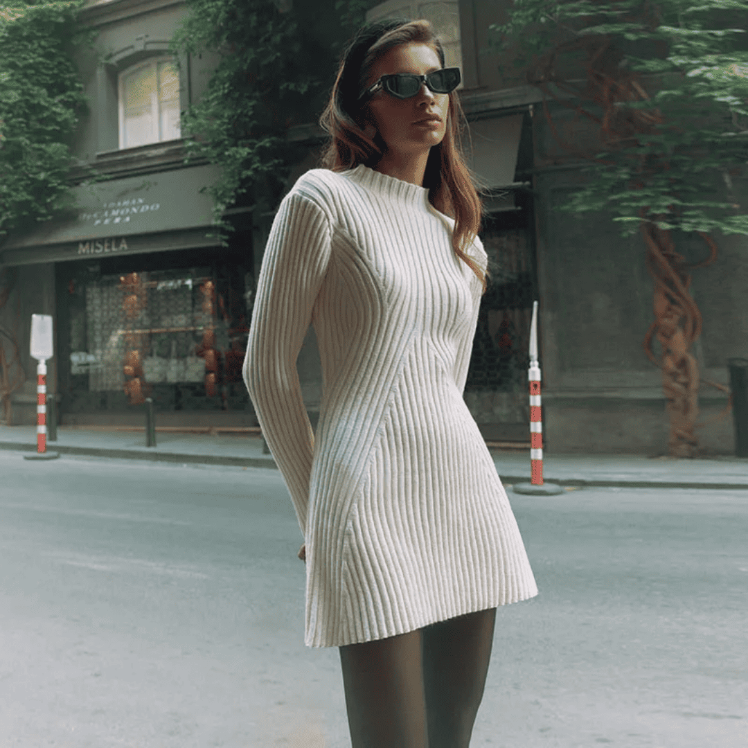 Vestido Feminino de Tricot Canelado Forglows