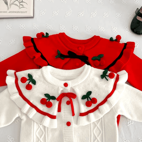 Conjunto de Saia e Suéter Infantil Menina Cerejinhas