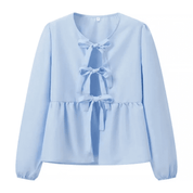 Blusa Feminina Bata com Amarração Manga Comprida Luna Forglows