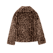 Casaco Feminino Curto de Pele Animal Print Forglows