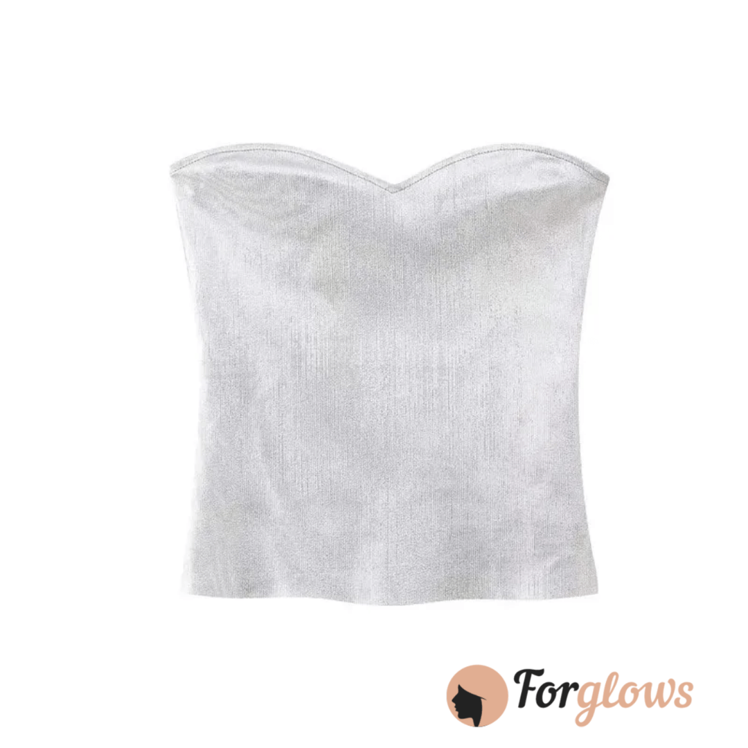 Cropped Feminino Tomara que Caia Metalizado Paola Forglows