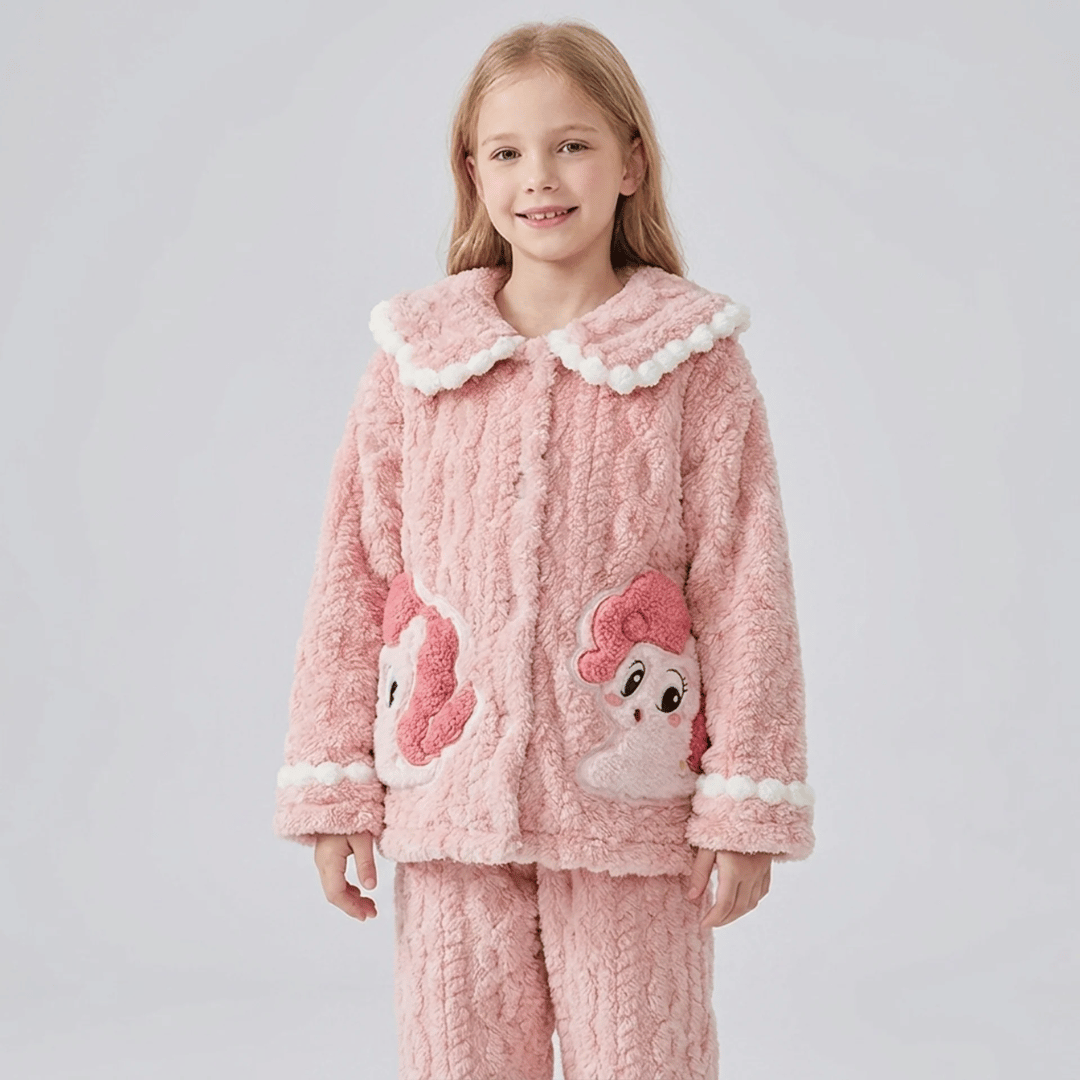 Conjunto Infantil Casaco com Capuz e Calça com Pelúcia Bunny Forglows