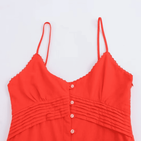Vestido Feminino Midi em Linho com Botões