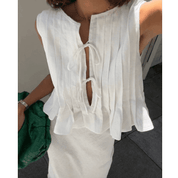 Blusa Feminina Regata Plissada com Amarração Maiorca Forglows