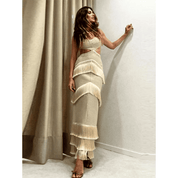 Vestido Feminino Longo com Recorte e Franjas Forglows