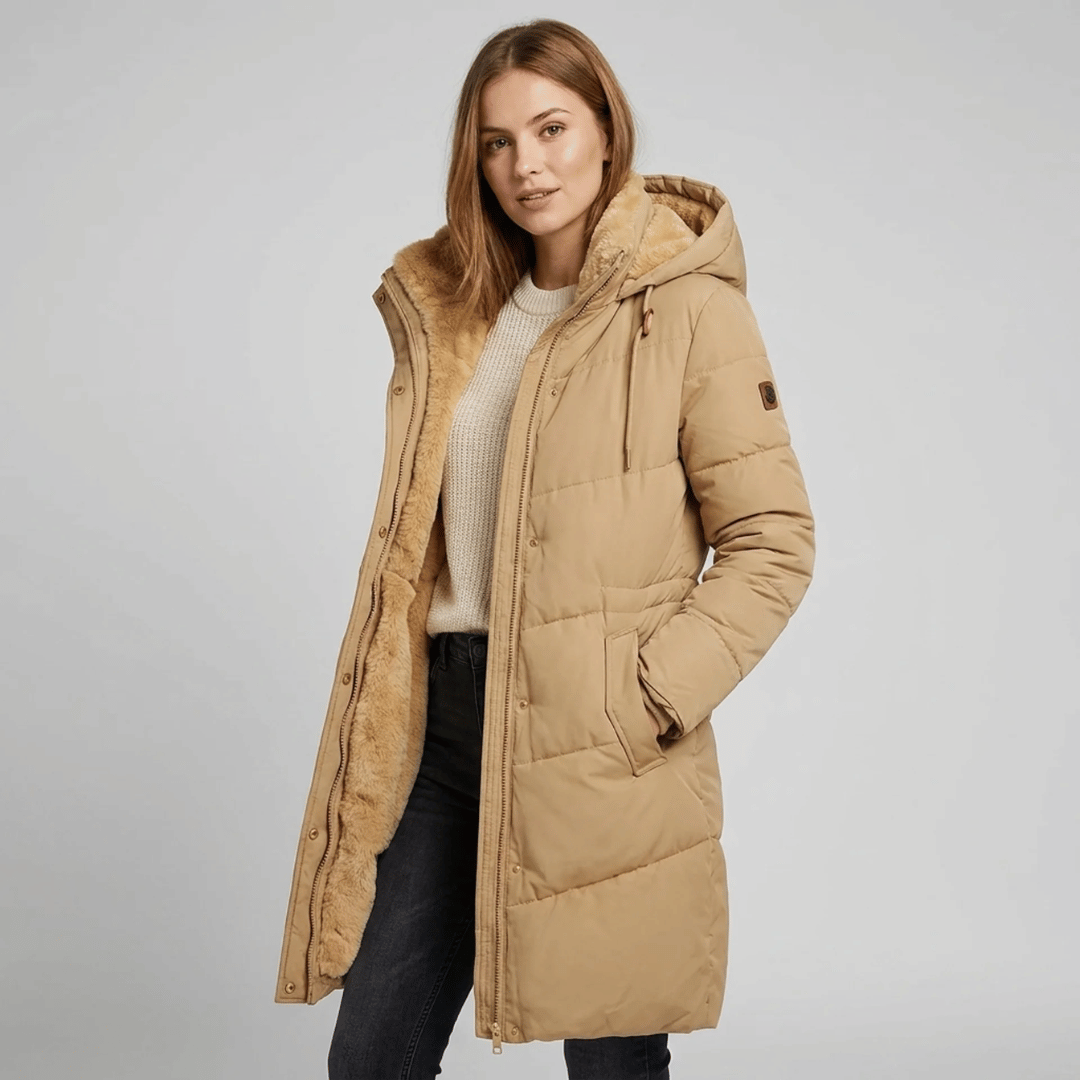 Parka Feminina Grossa com Pelúcia e Capuz Forglows
