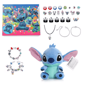 Caixa Surpresa de Berloques, Pulseiras e Colar do Stitch