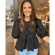 Blusa Feminina Bata com Amarração Manga Curta Luna Forglows