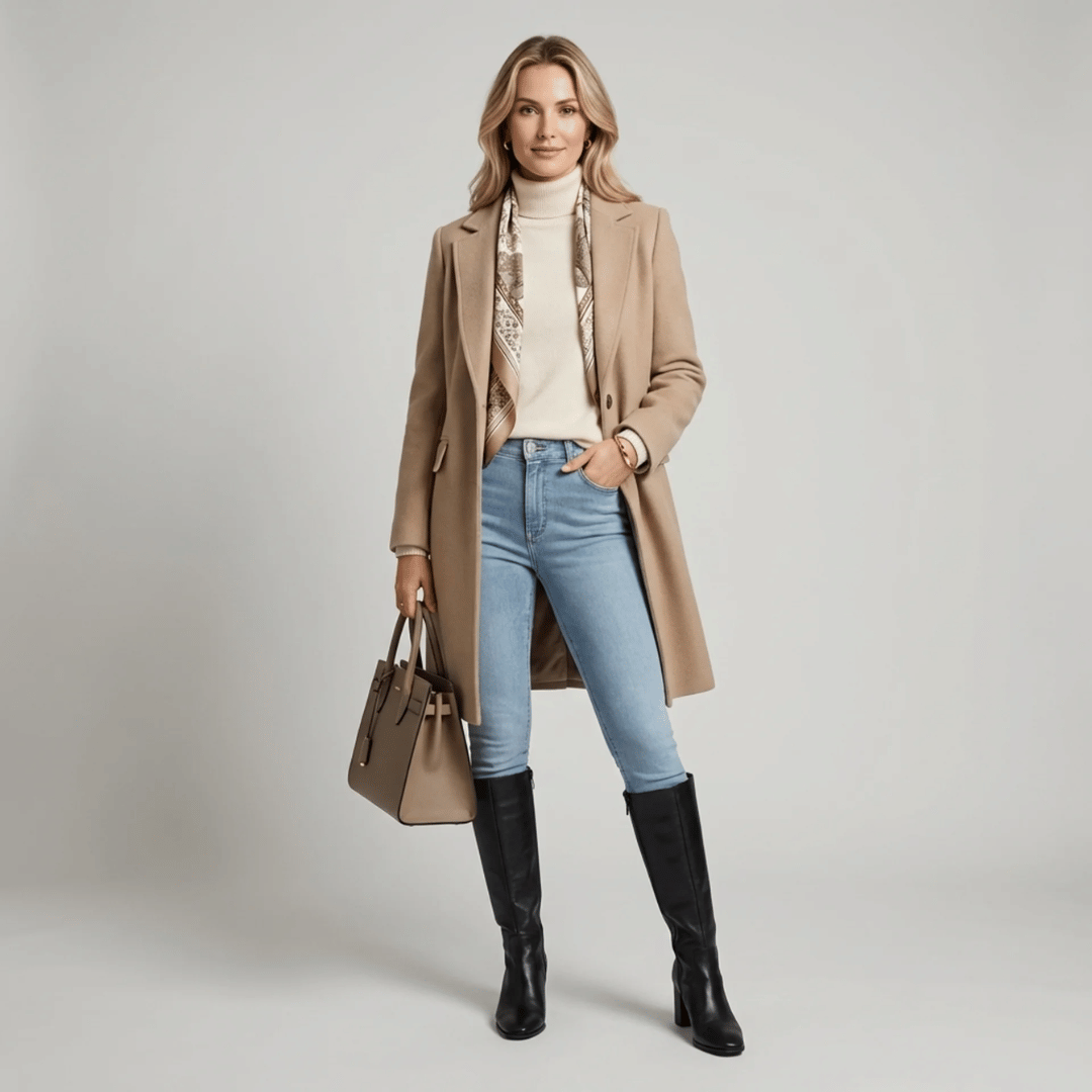 Calça Jeans Feminina com Elastano Peluciada Forglows + Meia Térmica