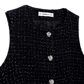 Conjunto Feminino Short e Colete em Tweed