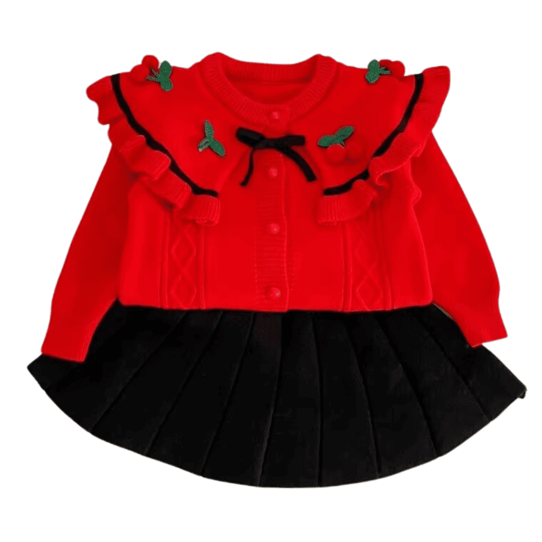 Conjunto de Saia e Suéter Infantil Menina Cerejinhas Forglows