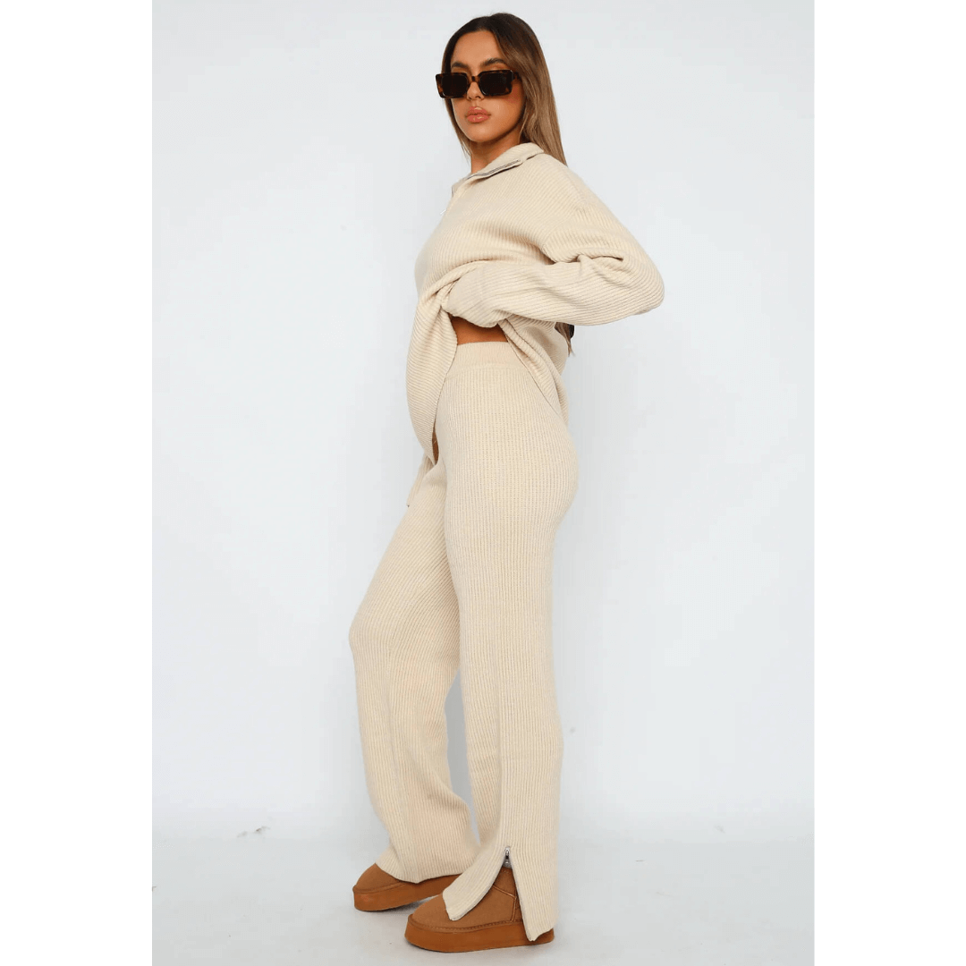 Conjunto Feminino Calça e Casaco Tricot Aerolook Forglows