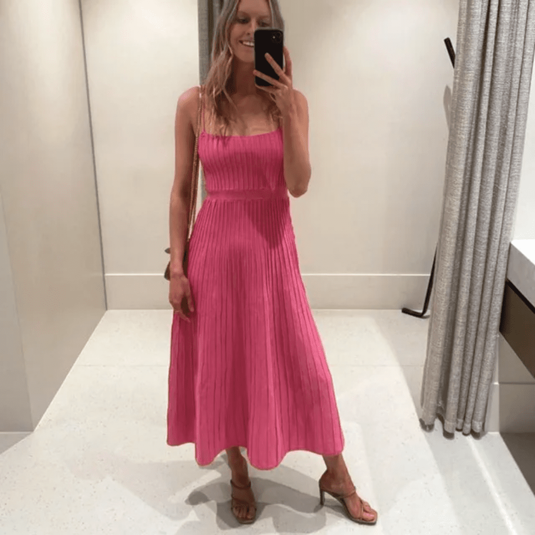 Vestido Feminino Midi Plissado Forglows