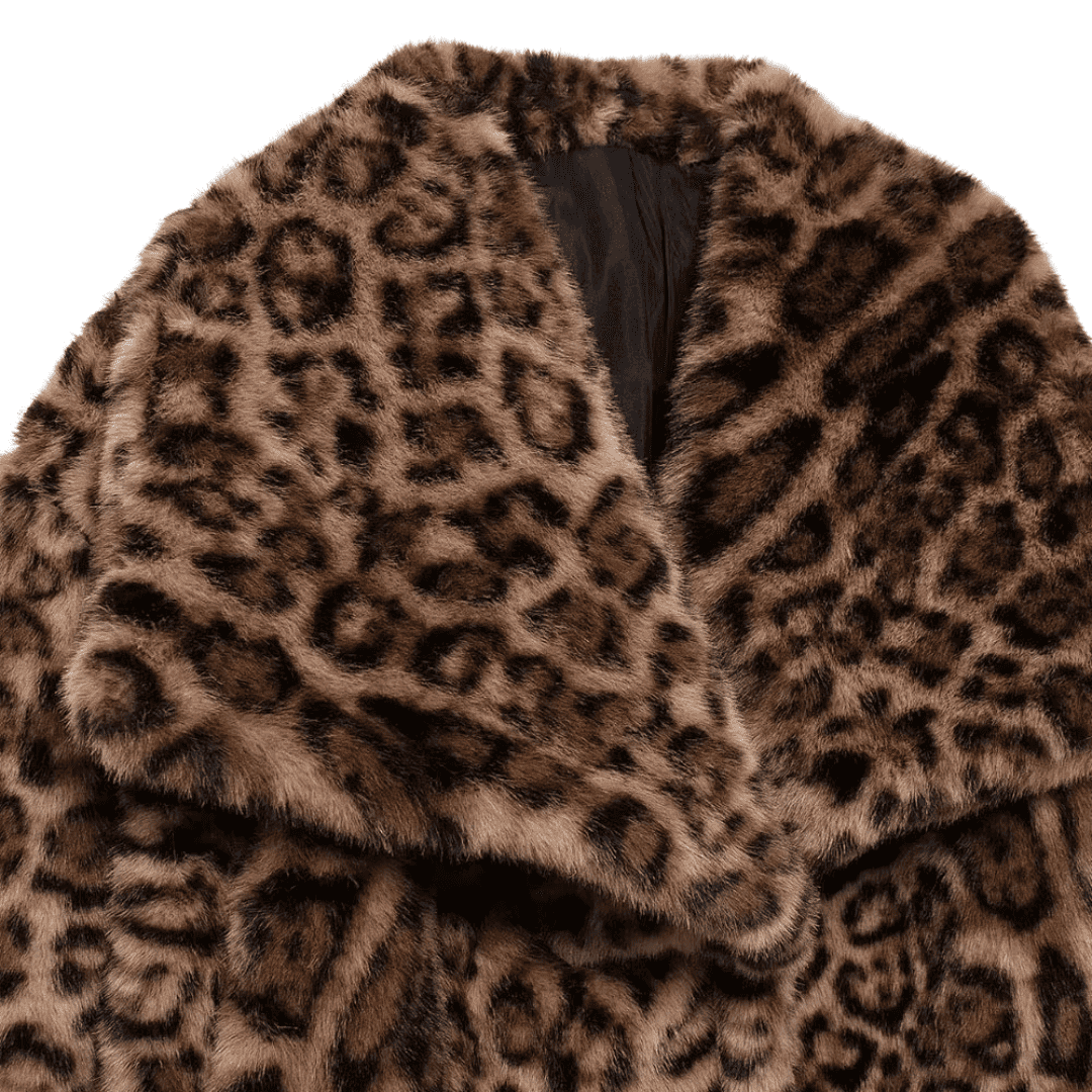 Casaco Feminino Curto de Pele Animal Print Forglows