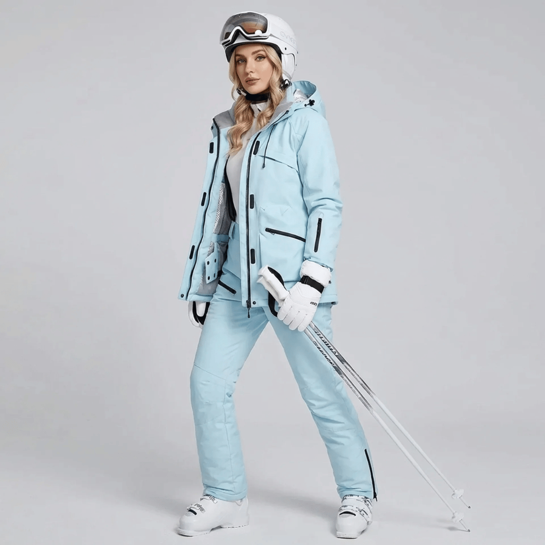 Conjunto de Casaco e Calça com Suspensório Feminino para Neve Forglows