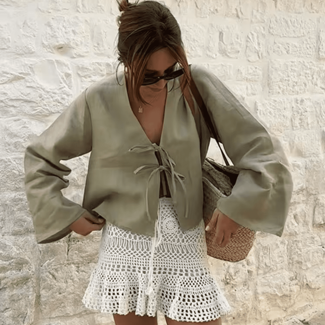 Bata Feminina com Amarração de Linho Forglows