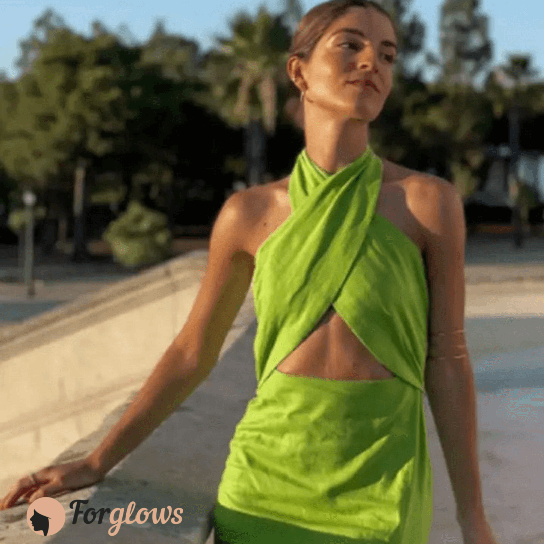 Vestido Feminino Longo Frente Única Esmeralda Forglows