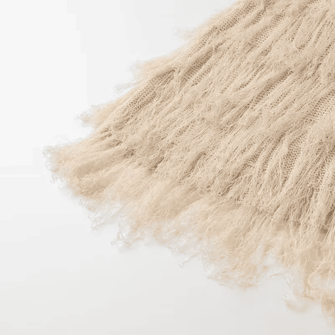 Vestido Feminino Curto de Tricô com Franjas Forglows