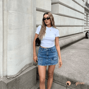 Mini Saia Feminina Cargo Jeans Forglows
